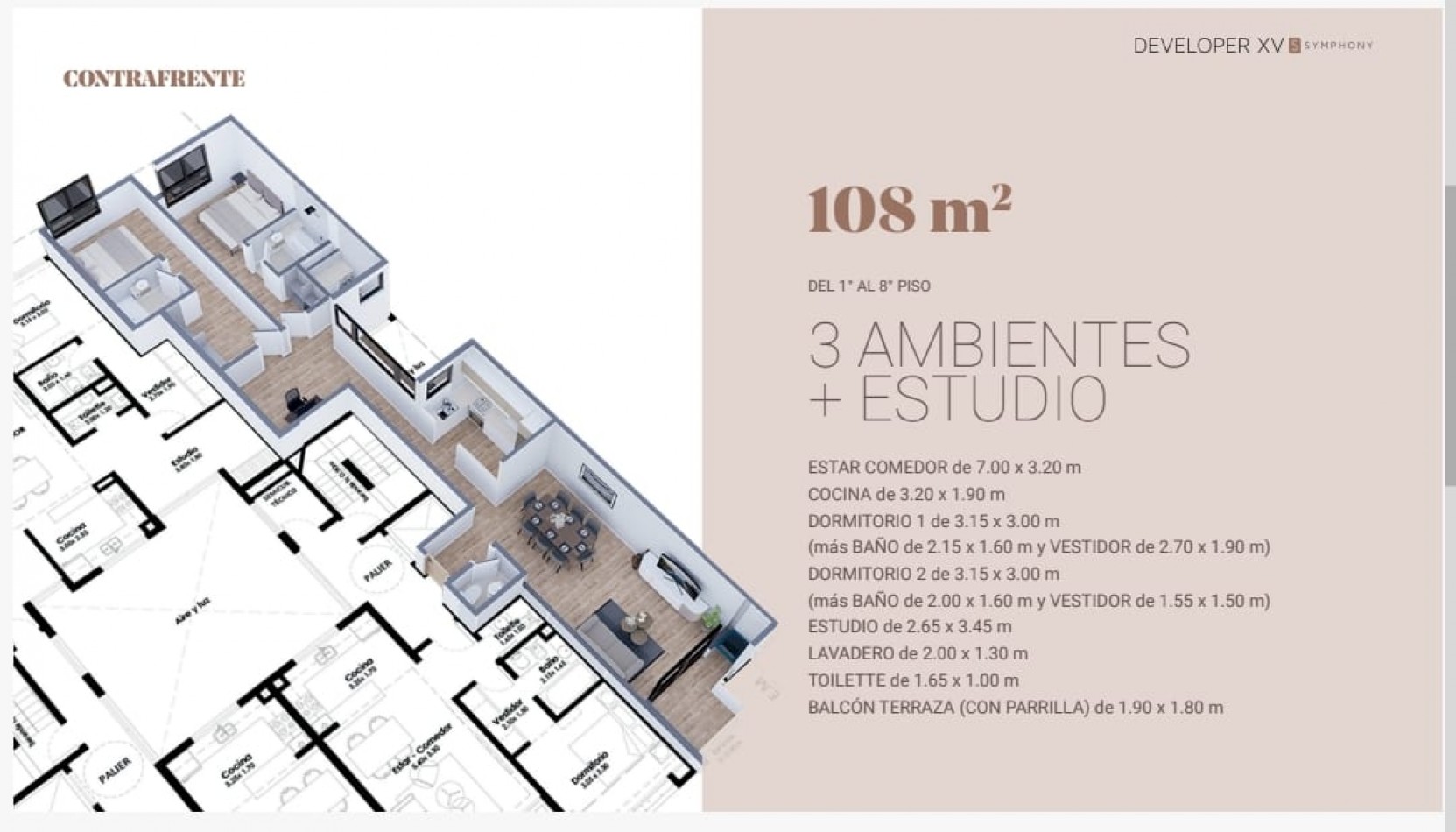  DEPARTAMENTO EN POZO DEVELOPER XV SYMPHONY ZONA GUEMES SEPT. 2027