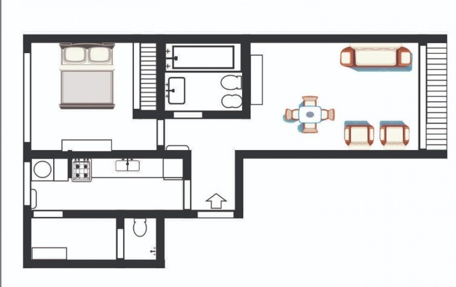 DEPARTAMENTO 2 AMBIENTES CON DEPENDENCIA AL FRENTE CON BALCON CENTRO
