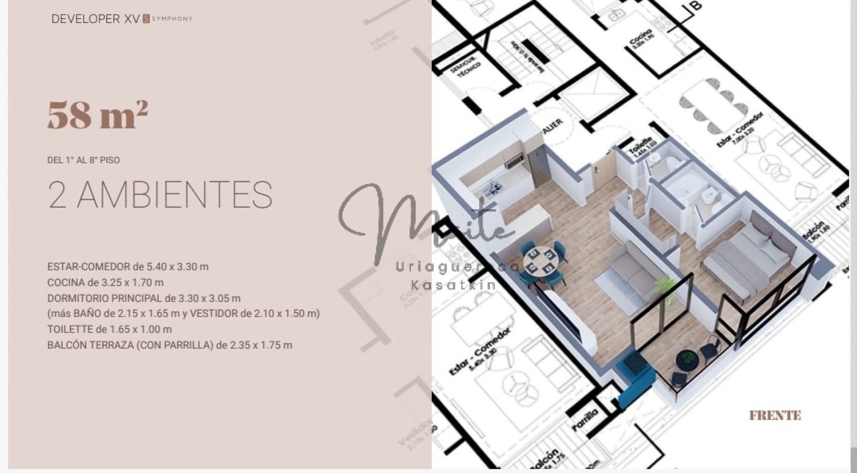  DEPARTAMENTO EN POZO DEVELOPER XV SYMPHONY ZONA GUEMES SEPT. 2027