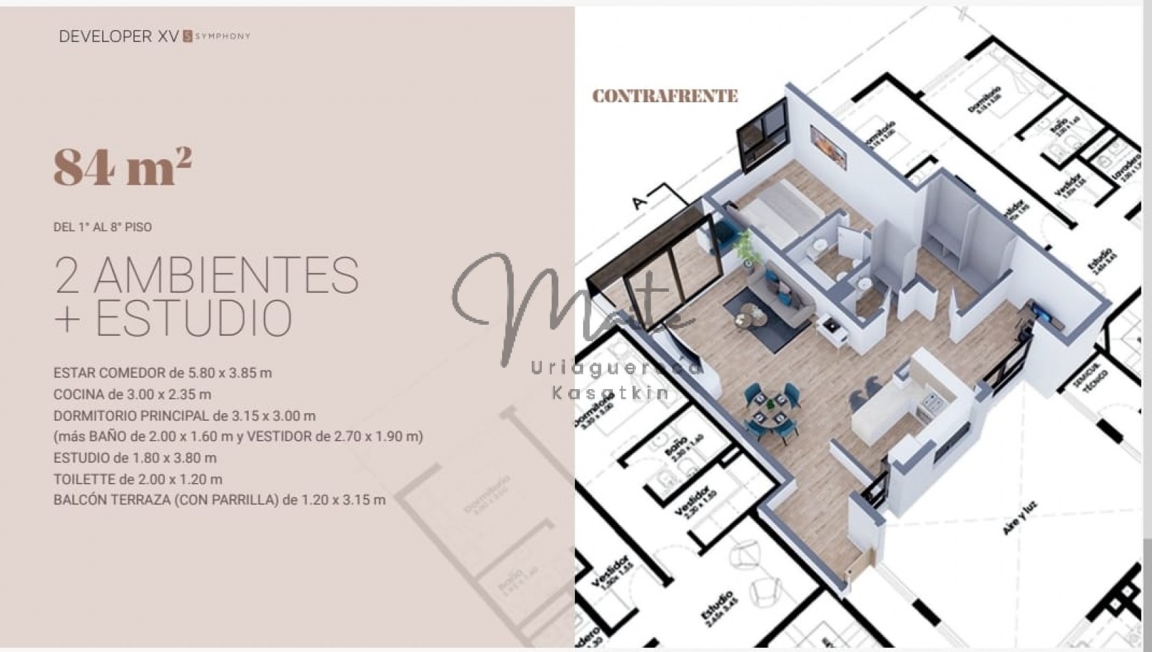  DEPARTAMENTO EN POZO DEVELOPER XV SYMPHONY ZONA GUEMES SEPT. 2027