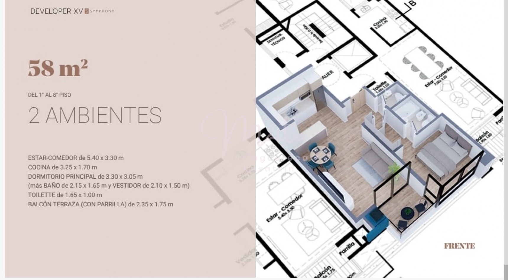  DEPARTAMENTO EN POZO DEVELOPER XV SYMPHONY ZONA GUEMES SEPT. 2027