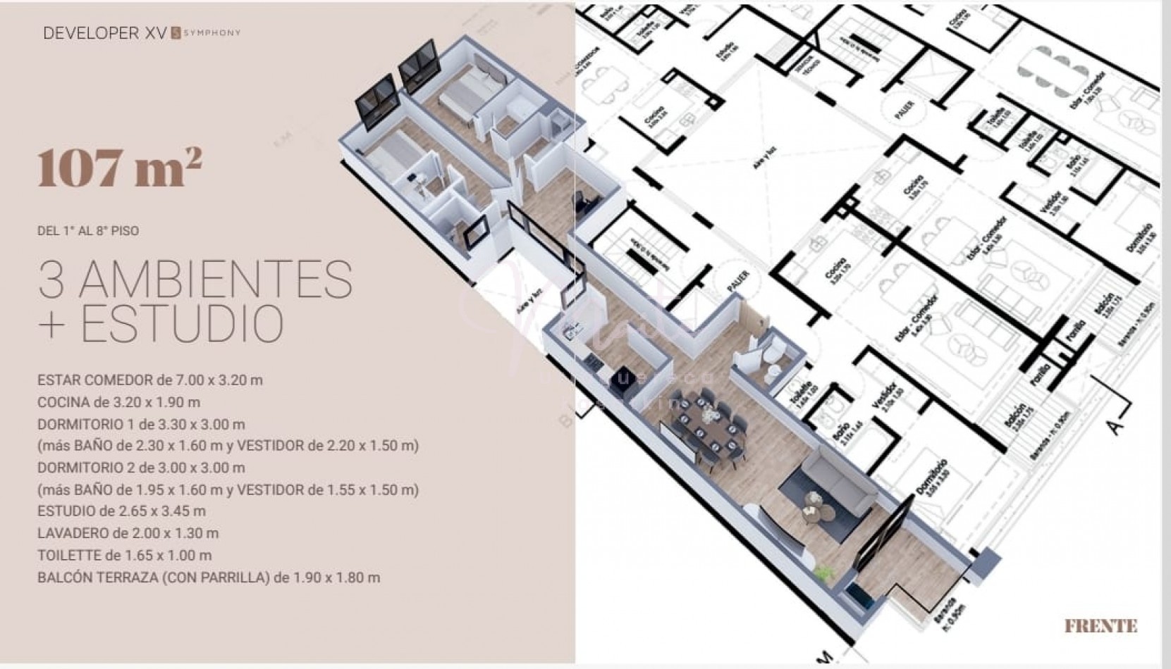  DEPARTAMENTO EN POZO DEVELOPER XV SYMPHONY ZONA GUEMES SEPT. 2027