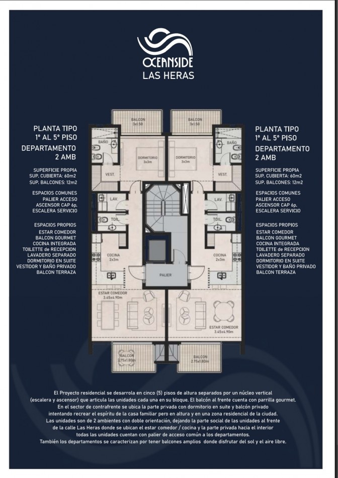 DEPARTAMENTO EN POZO 2 AMBIENTES OCEANSIDE IX LAS HERAS GUEMES AL FRENTE COCHERA JULIO 2028